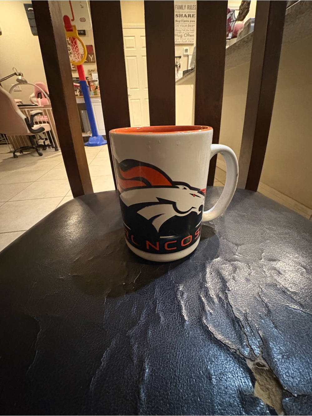 Ceramic Coffee Mug - Orange & Navy